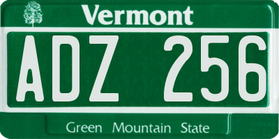 VT license plate ADZ256