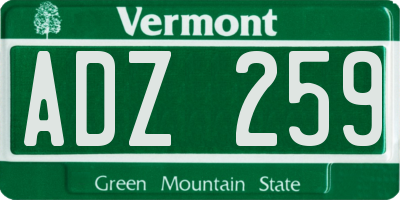 VT license plate ADZ259