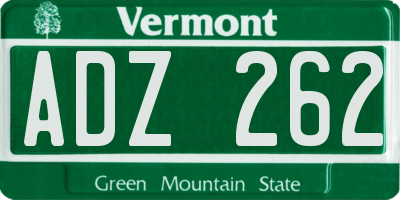 VT license plate ADZ262