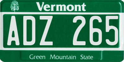 VT license plate ADZ265