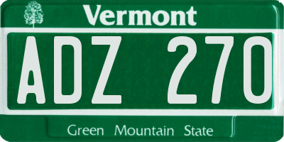 VT license plate ADZ270
