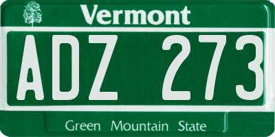 VT license plate ADZ273