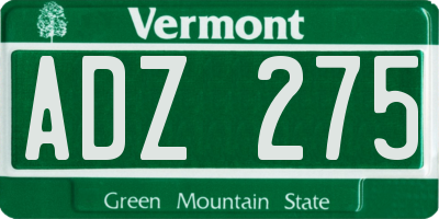 VT license plate ADZ275