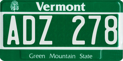VT license plate ADZ278