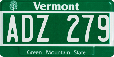 VT license plate ADZ279