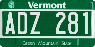 VT license plate ADZ281