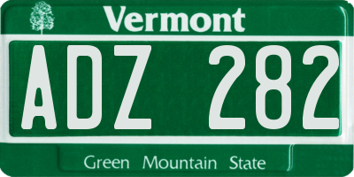 VT license plate ADZ282