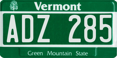 VT license plate ADZ285