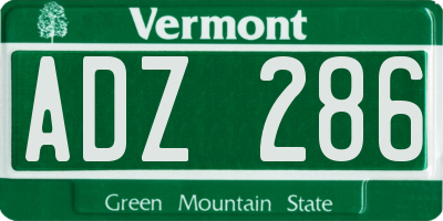 VT license plate ADZ286