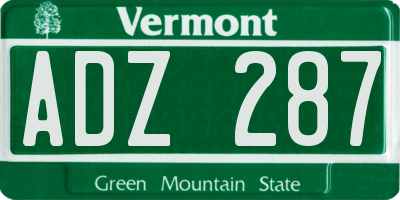 VT license plate ADZ287