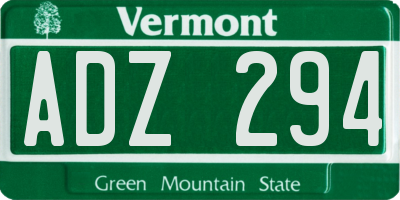 VT license plate ADZ294