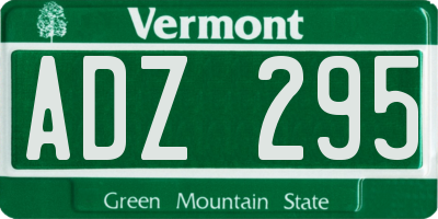 VT license plate ADZ295