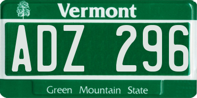 VT license plate ADZ296