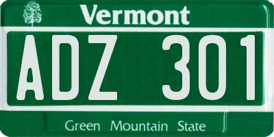 VT license plate ADZ301