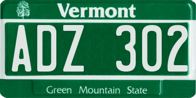 VT license plate ADZ302