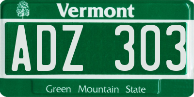 VT license plate ADZ303