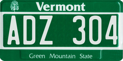 VT license plate ADZ304