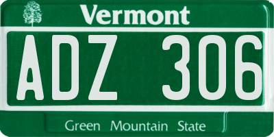 VT license plate ADZ306