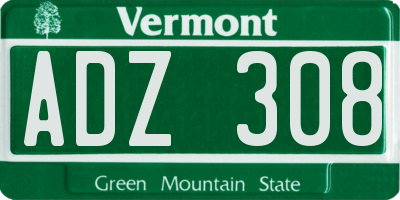VT license plate ADZ308