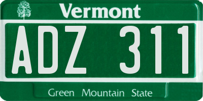 VT license plate ADZ311