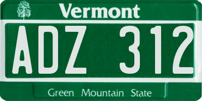 VT license plate ADZ312