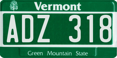 VT license plate ADZ318