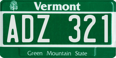 VT license plate ADZ321