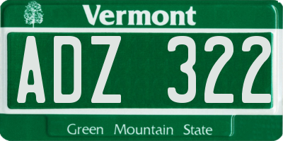 VT license plate ADZ322