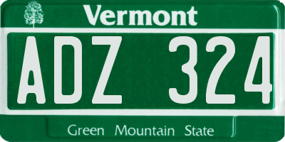VT license plate ADZ324