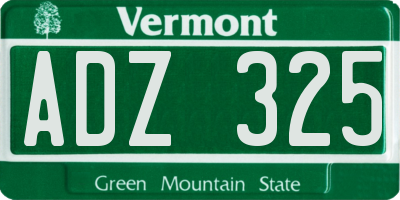 VT license plate ADZ325