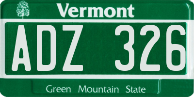 VT license plate ADZ326