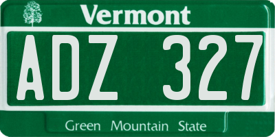 VT license plate ADZ327