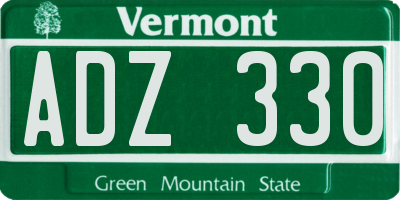 VT license plate ADZ330