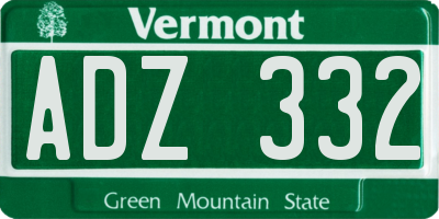 VT license plate ADZ332
