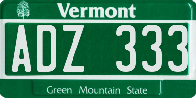 VT license plate ADZ333