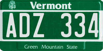 VT license plate ADZ334