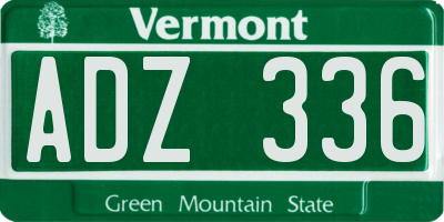 VT license plate ADZ336