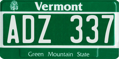 VT license plate ADZ337