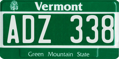 VT license plate ADZ338