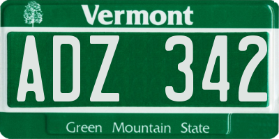 VT license plate ADZ342
