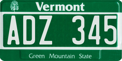 VT license plate ADZ345