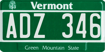 VT license plate ADZ346