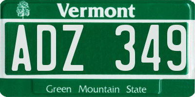VT license plate ADZ349