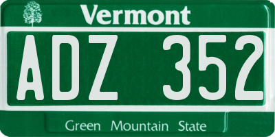 VT license plate ADZ352