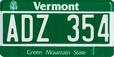 VT license plate ADZ354