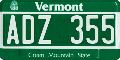 VT license plate ADZ355