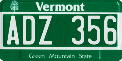 VT license plate ADZ356