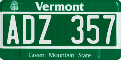 VT license plate ADZ357