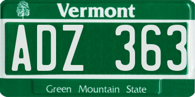 VT license plate ADZ363