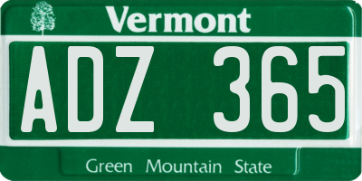 VT license plate ADZ365